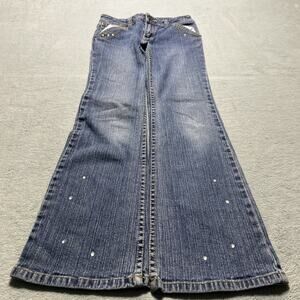 Y2K 2000s Rhinestone Beyond Baggy Dojo Jeans Girls 10 24x26 Flare Hamilton Wide